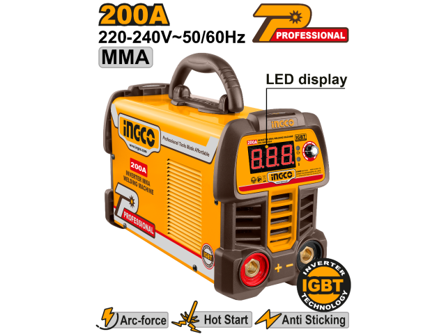 SOLDADORA INVERTER 200AMP LED DISPLAY INGCO ING-MMA20069