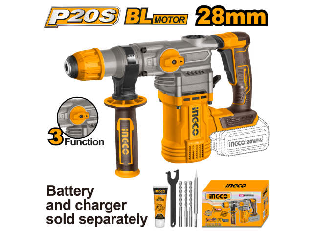 ROTOMARTILLO A BATERIA 20V 28MM INGCO CRHLI20288 S/BAT S/CARG