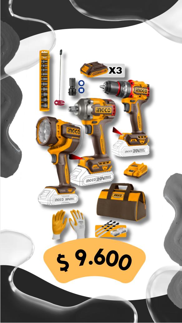 Combo atornillador llave de impacto foco led