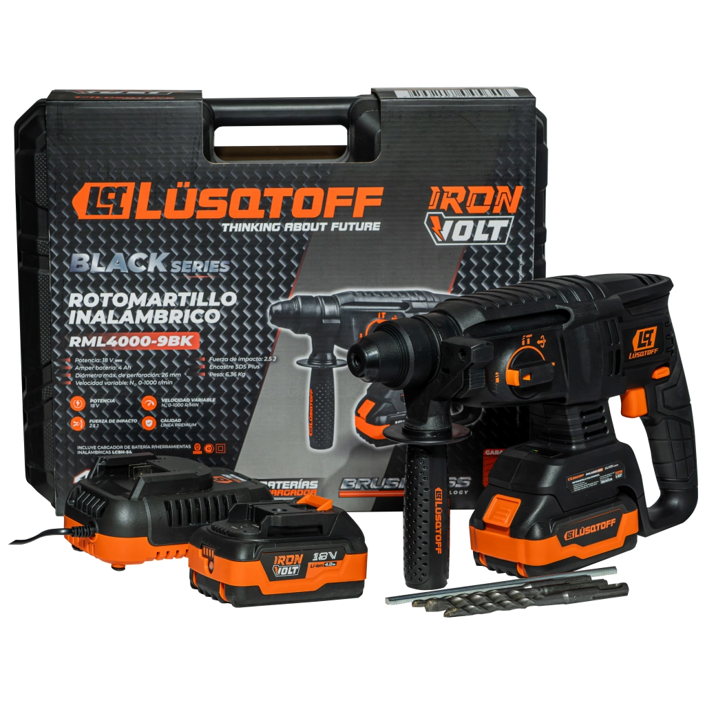 ROTOMARTILLO A BATERIA 2.5J - C/2 BAT 4.0AMP + CARG - BLACK SERIES